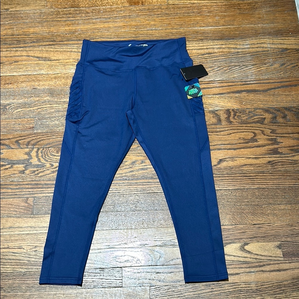 Navy Blue BSP Leggings with High Waistband